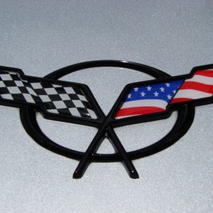 Crossed Checkered/American Flag logo